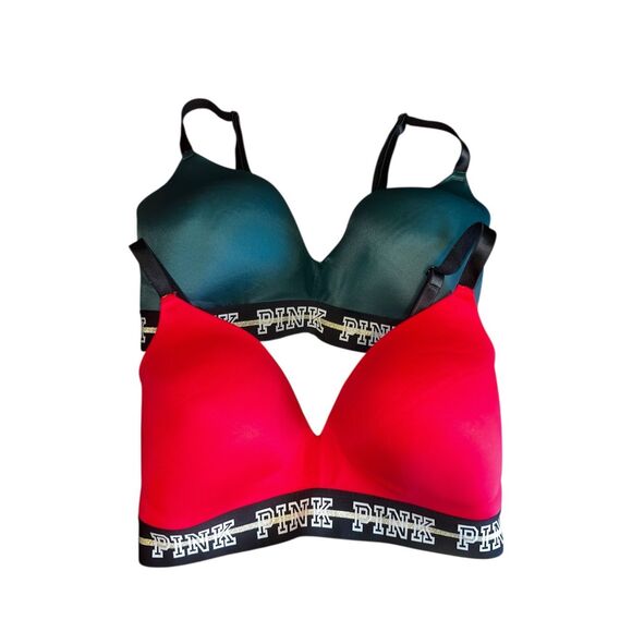 2 Victoria Secrets Pink 34DD where everywhere wireless lightly lined bras - Picture 1 of 6